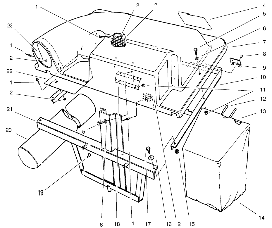 Grass Catcher Assembly Diagram and Parts List for 79103 (220000001 - 220999999)(2002) Lawn Boy Lawn Tractor Accessories